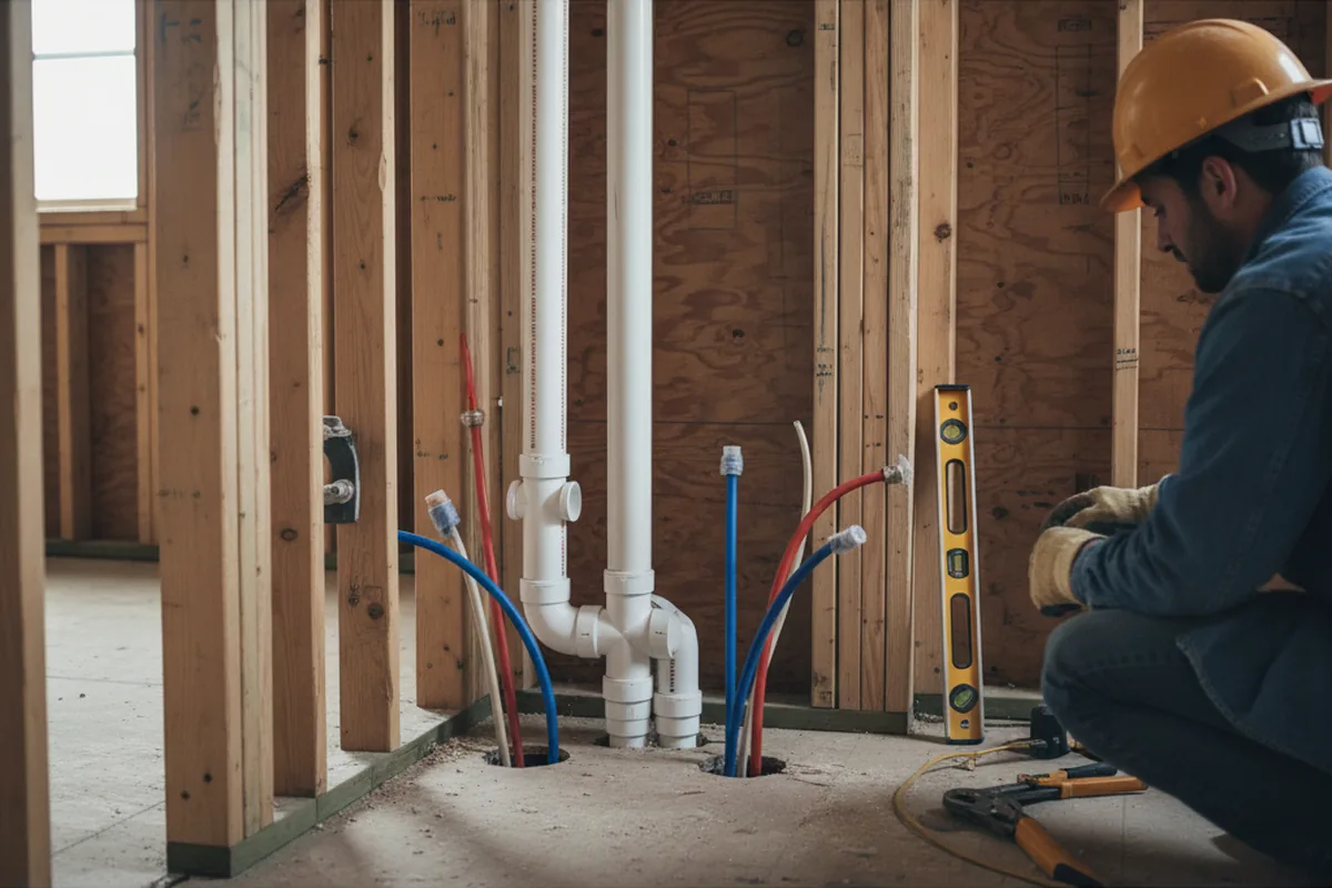 Drain and supply rough-in during Leak Detection in Lakemont
